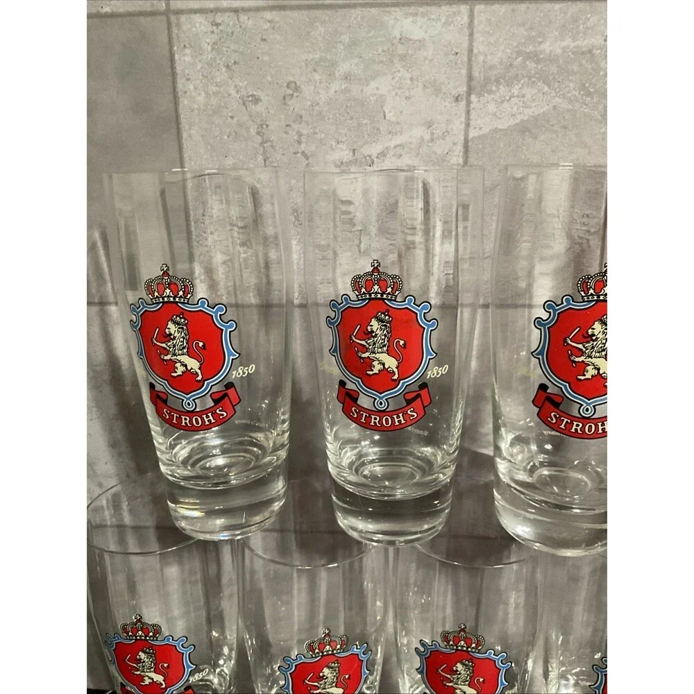 Lot of 7 STROH'S RASTAL PILSNER BEER GLASS, GLASSES, .25 LITER Vintage